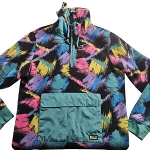 Alba Hoodie Unisex Large Multicolor Quarter Zip Kangaroo Pocket Retro Pullover